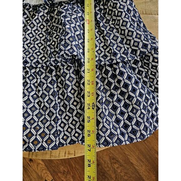 White House Black Market Eyelet Strapless Tiered Dress Admiral Size 0 Navy - Picture 12 of 12